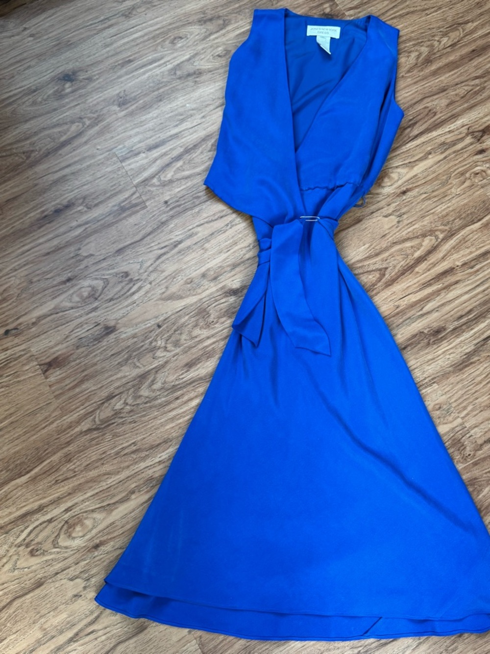 Jones New York Cobalt Blue Sleeveless Wrap Maxi Dress
